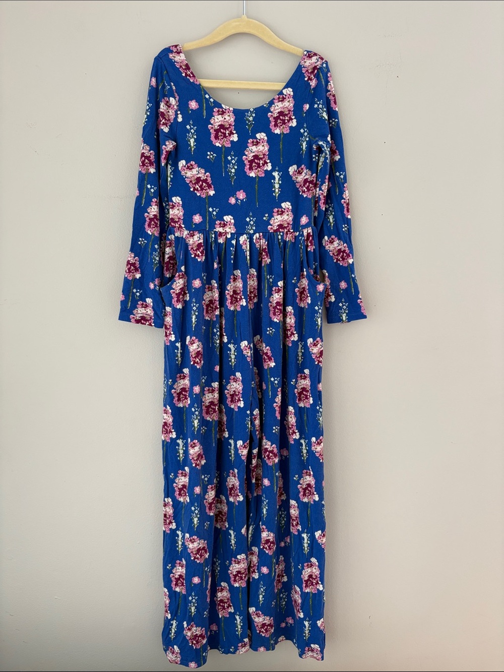 SweetHoney Blue Floral Long Sleeve Leggy Romper